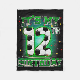 Its My 12th Birthday Boy Soccer 12 Years Old Party Fleece Blanket