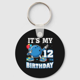 It's My 12th Birthday Dabbing Bowling 12 Years Old Key Ring