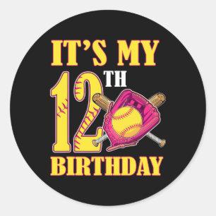 It's My 12th Birthday Girl Softll Theme 12 Years O Classic Round Sticker