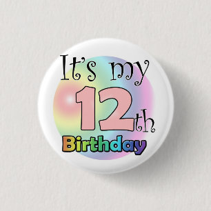 It's my 12th Birthday (roze) 3 Cm Round Badge