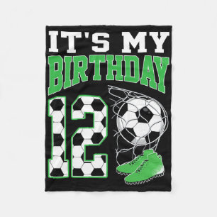 It's My 12th Birthday Soccer Party 12 Year Old Boy Fleece Blanket
