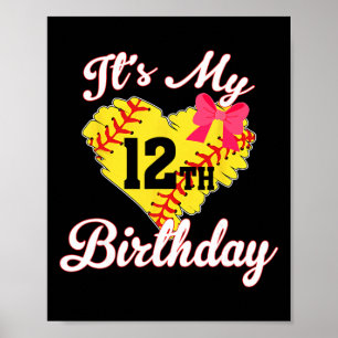 It's My 12th Birthday Softll Girl 12 Years Old Poster