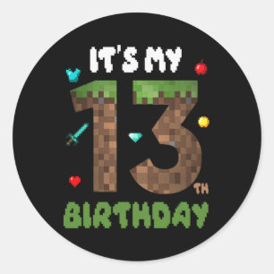 Its My 13th Birthday Funny 13 Yrs Old Video Gamer Classic Round Sticker