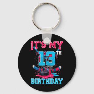 It's My 13th Birthday Hockey 13 Year Old Ice Cream Key Ring