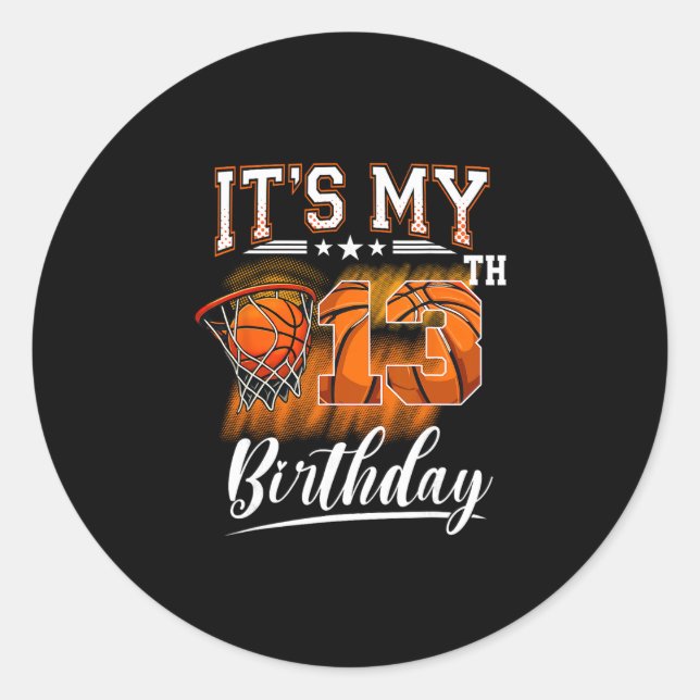 It's My 13th Birthday Sketll Theme 13 Years Old Bi Classic Round Sticker (Front)