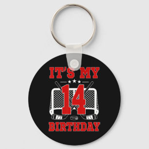 It's My 14th Birthday Girl Ice Hockey Theme 14 Yea Key Ring