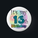 It's my 16th Birthday 3 Cm Round Badge<br><div class="desc">Blauwe het is mijn zestiende verjaardag button</div>