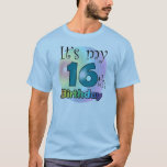 It's my 16th Birthday T-Shirt<br><div class="desc">A blue birthday shirt for someone who has become 16 years old. With the text: It's my 16th birthday.</div>