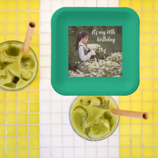 It's my 16th Birthday, Young Lady Floral Party Paper Plate