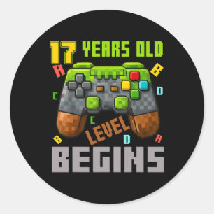 It's My 17th Birthday Pixel Gaming Controller 17 Y Classic Round Sticker