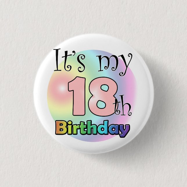 It's my 18th Birthday (pink) 3 Cm Round Badge (Front)