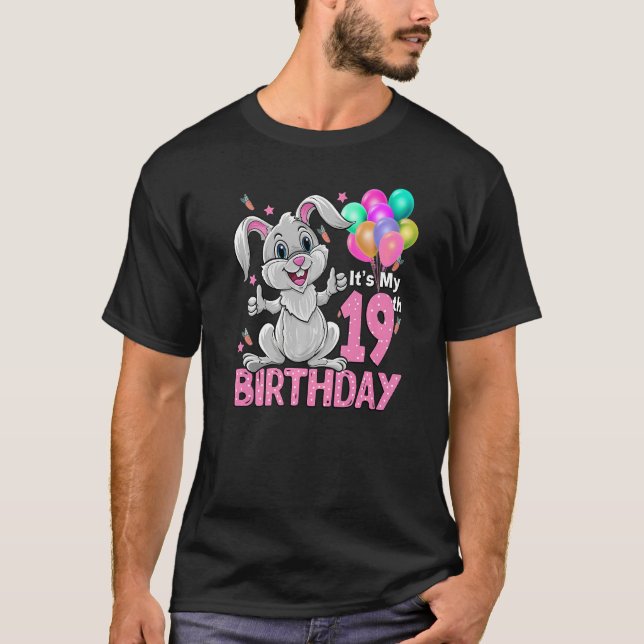 It's My 19th Birthday Rabbit 19th Birthday 19 Year T-Shirt (Front)