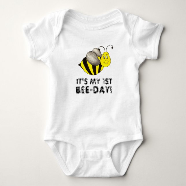 It's My 1st Bee Day Bumblebee First Birthday Baby Bodysuit (Front)
