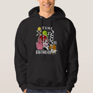 Its My 1st Birthday Boy Girl 1 Year Old Farm Anima Hoodie