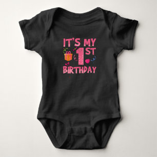It's My 1st Birthday Cute Pink Baby Bodysuit