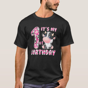Its My 1st Birthday Kids 1 Year Old Cute Cow Birth T-Shirt