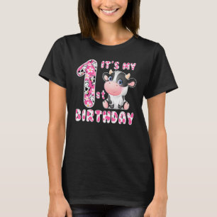 Its My 1st Birthday Kids 1 Year Old Cute Cow Birth T-Shirt
