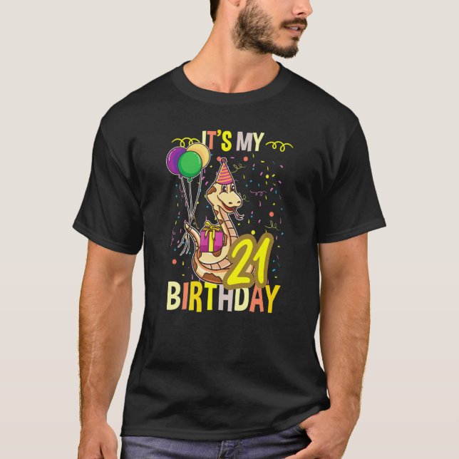 Its My 21st Birthday Snake Reptile T-Shirt (Front)