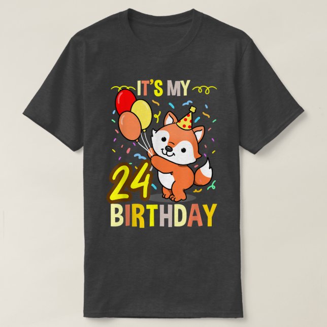 Its My 24th Birthday Fo Animal Lover  T-Shirt (Design Front)