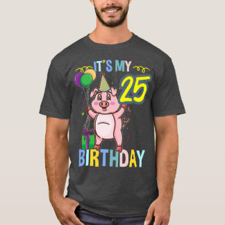 Its My 25th Birthday Cute Pig Premium  T-Shirt