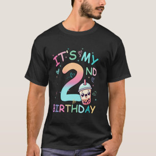 It's My 2nd Birthday Bubble Boba Tea 2 Year Old Bd T-Shirt
