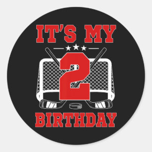 It's My 2nd Birthday Girl Ice Hockey Theme 2 Year  Classic Round Sticker