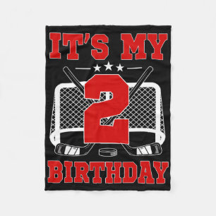 It's My 2nd Birthday Girl Ice Hockey Theme 2 Year  Fleece Blanket