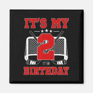 It's My 2nd Birthday Girl Ice Hockey Theme 2 Year Magnet