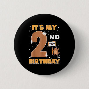 Its My 2nd Birthday Groundhog Day 2 Years Old Girl 6 Cm Round Badge