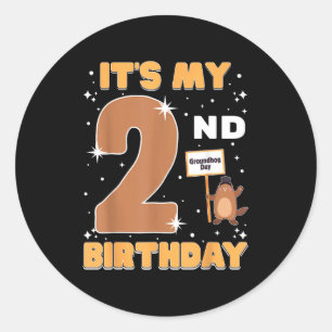 Its My 2nd Birthday Groundhog Day 2 Years Old Girl Classic Round Sticker