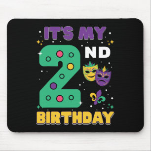 It's My 2nd Birthday Mardi Gras 2 Years Old Mask B Mouse Pad