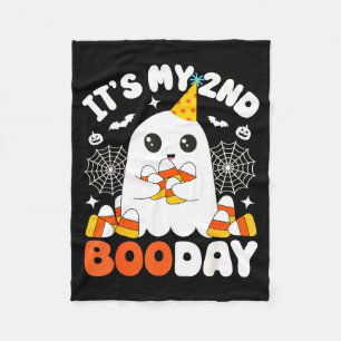 Its My 2nd Boo Day, Funny Halloween Ghost 2nd Birt Fleece Blanket