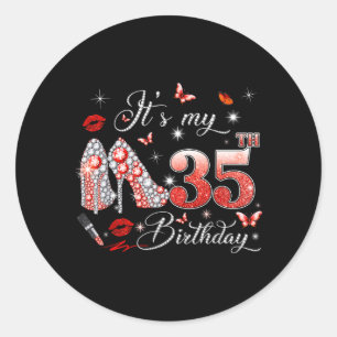 Its My 35th Birthday Pink 35 Years Old Birthday Classic Round Sticker