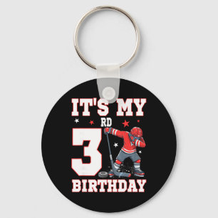 It's My 3rd Birthday Boy Ice Hockey Dabbing 3 Year Key Ring