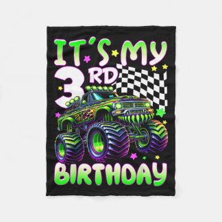 It's my 3rd birthday boy monster truck 3 year old fleece blanket