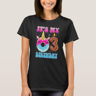 It's My 3rd Birthday Doughnut Unicorn Magic 3 Year T-Shirt