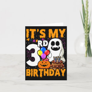 It's My 3rd Birthday Ghost Pumpkin Halloween Party Card