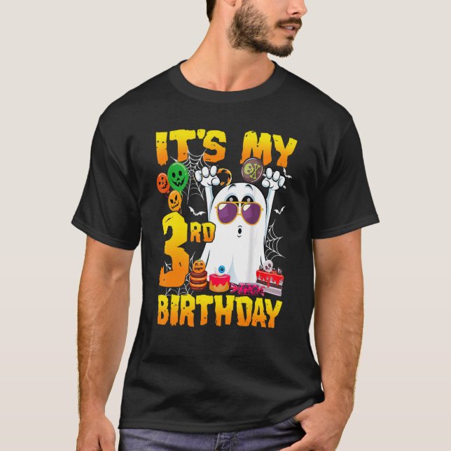 It's My 3rd Birthday Ghost Pumpkin Halloween Party T-Shirt (Front)