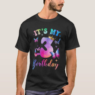 Its My 3rd Birthday Girls Butterfly Theme Party 3  T-Shirt