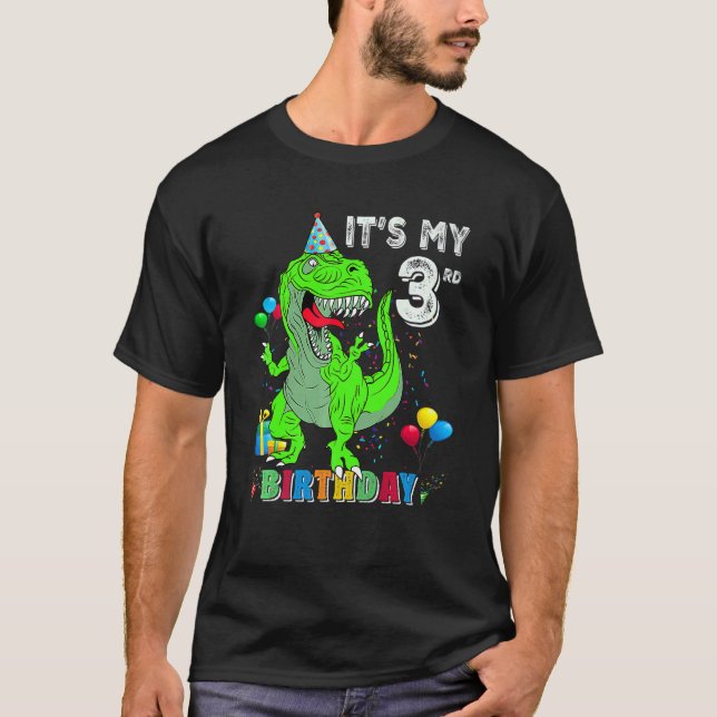 It's My 3rd Birthday Happy 3 Years Dinosaur Rex Bd T-Shirt (Front)