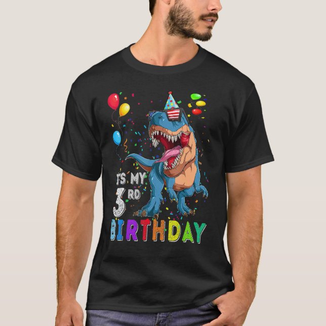 It's My 3rd Birthday Happy 3 Years Dinosaur Rex Bd T-Shirt (Front)