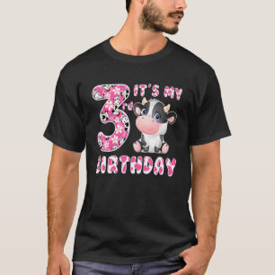 Its My 3rd Birthday Kids 3 Year Old Cute Cow Birth T-Shirt