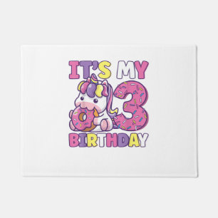 It's My 3rd Birthday Party Cute Girls Doughnut Bir Doormat