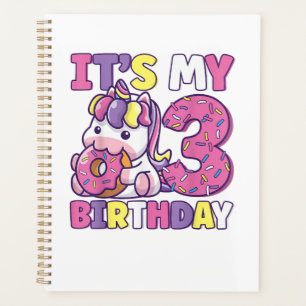 It's My 3rd Birthday Party Cute Girls Doughnut Bir Planner
