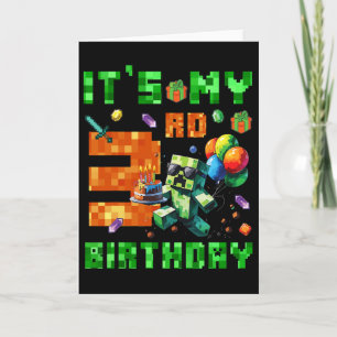 It's My 3rd Birthday Pixel Number Video Game Gamer Card