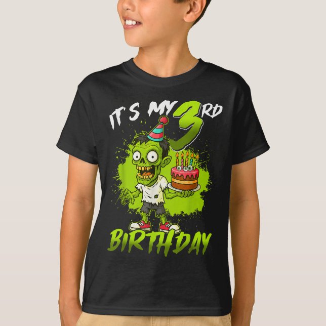 It's My 3rd Birthday Zombie 3 Years Old Happy Hall T-Shirt (Front)