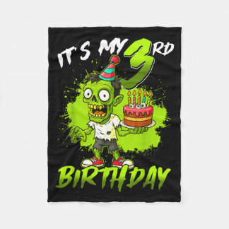 Its My 3rd Birthday Zombie 3 Years Old Happy Hallo Fleece Blanket