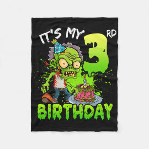 It's My 3rd Birthday Zombie Lover 3 Year Old Boys Fleece Blanket