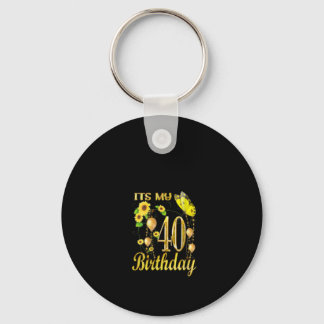 Its My 40th Birthday Sunflower Butterfly Key Ring