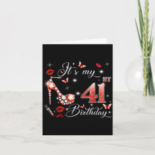 Its My 41st Birthday Pink 41 Years Old Birthday Card